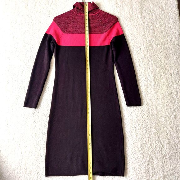 Calvin Klein Mock Neck Color Block Black and Pink Sweater Dress Women's Size M - Picture 12 of 13